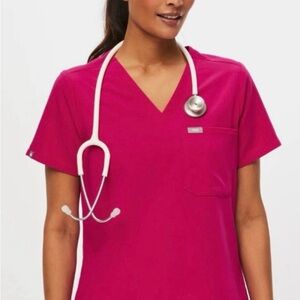 Figs scrub top  Pink V-Neck Scrub Top